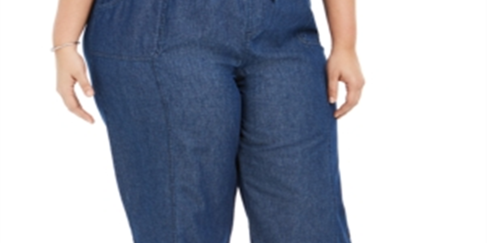 Calça Capri Jeans Karen Scott Plus Cotton Feminina Azul Tamanho 0X