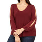 Blusa feminina de manga comprida e decote redondo INC International Concepts, vermelha, tamanho 1X