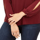 Blusa feminina de manga comprida e decote redondo INC International Concepts, vermelha, tamanho 1X