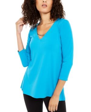 Blusa feminina Alfani Hardware azul tamanho pequeno