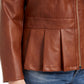 Jaqueta peplum feminina plus size de couro sintético INC International Concepts, marrom, tamanho 2X