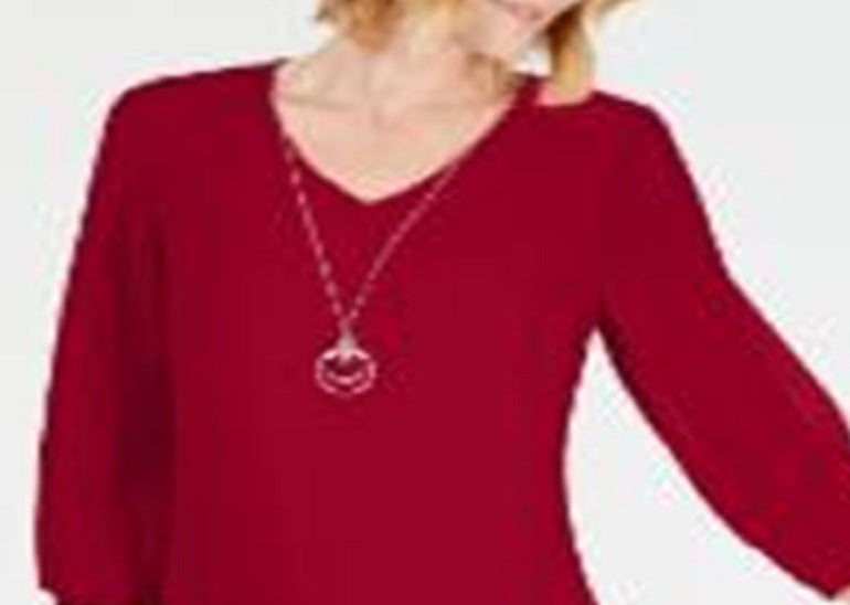 Vestido feminino com mangas amarradas e colar, tamanho XX-G, vermelho, da coleção JM