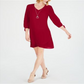 Vestido feminino com mangas amarradas e colar, tamanho XX-G, vermelho, da coleção JM