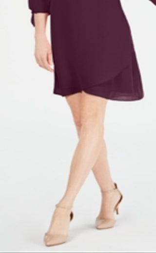 Vestido feminino com mangas amarradas e colar, tamanho vinho, pequeno, XL