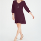 Vestido feminino com mangas amarradas e colar, tamanho vinho, pequeno, XL