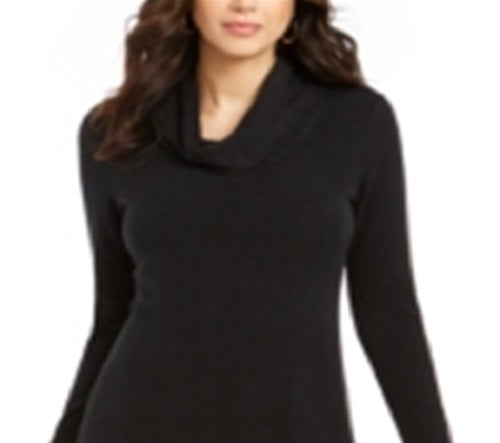 Vestido suéter feminino com gola alta e manga comprida, estilo &amp; co, preto, tamanho extragrande
