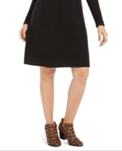 Vestido suéter feminino com gola alta e manga comprida, estilo &amp; co, preto, tamanho extragrande