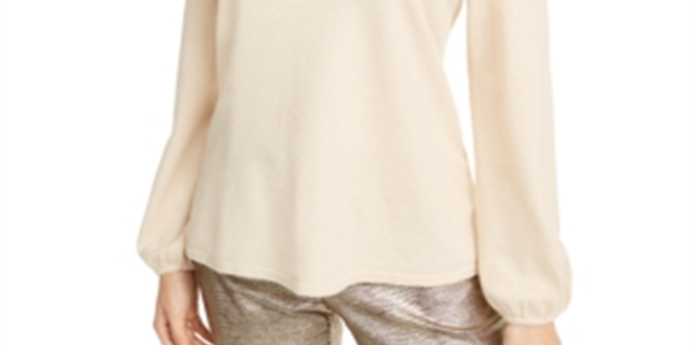 Alfani Suéter de noite feminino com strass e manga comprida, gola alta, marrom, tamanho pequeno médio