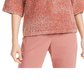 Suéter feminino Alfani Tinsel manga quadrada rosa tamanho pequeno P/M