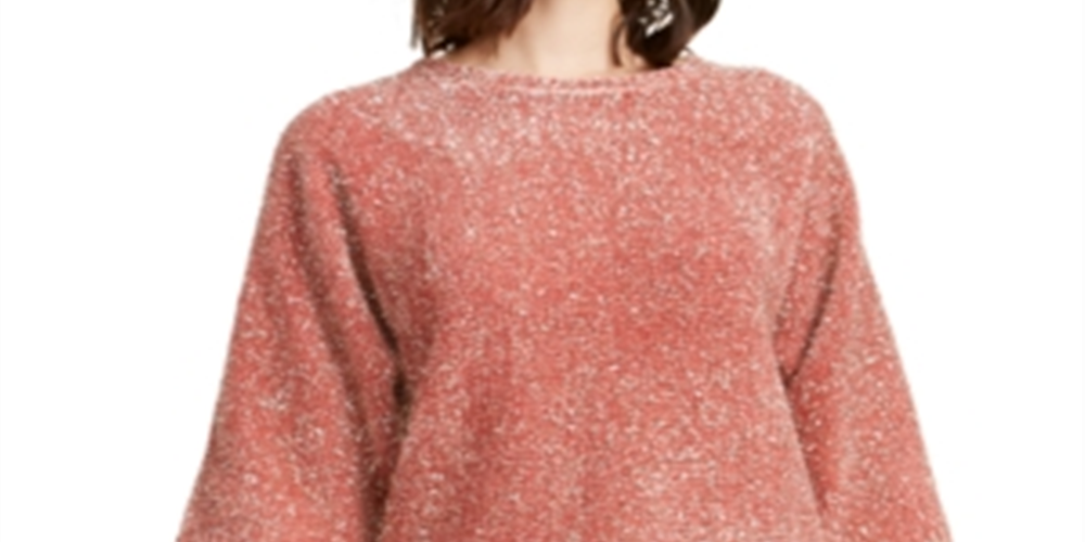 Suéter feminino Alfani Tinsel manga quadrada rosa tamanho pequeno P/M