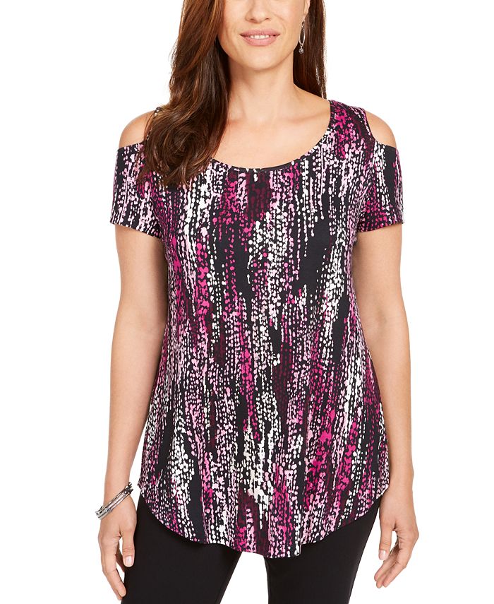 JM Collection Top Feminino Decote Redondo Ombros Vazados Preto Tamanho P