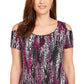 JM Collection Top Feminino Decote Redondo Ombros Vazados Preto Tamanho P