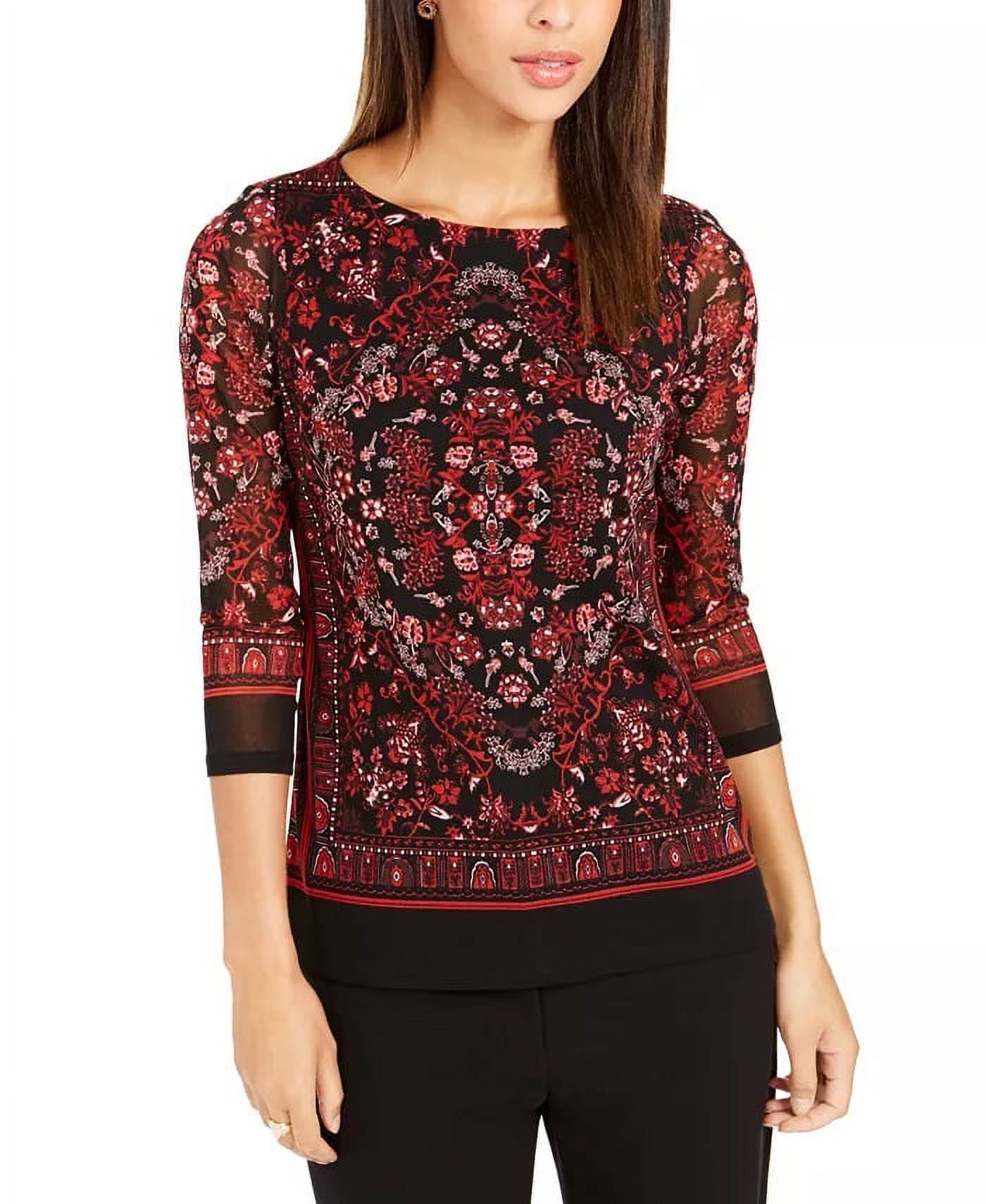 Top de malha estampado feminino Charter Club tamanho pequeno