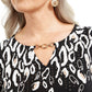 JM Collection Top Feminino com Bainha Torcida e Decote em V, Preto, Tamanho Médio