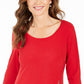 JM Collection Top feminino com acabamento em zíper e strass, vermelho, tamanho XX-G