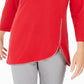 JM Collection Top feminino com acabamento em zíper e strass, vermelho, tamanho XX-G
