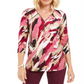 Blusa feminina com estampa de zíper JM Collection, roxa, tamanho médio