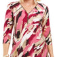 Blusa feminina com estampa de zíper JM Collection, roxa, tamanho médio
