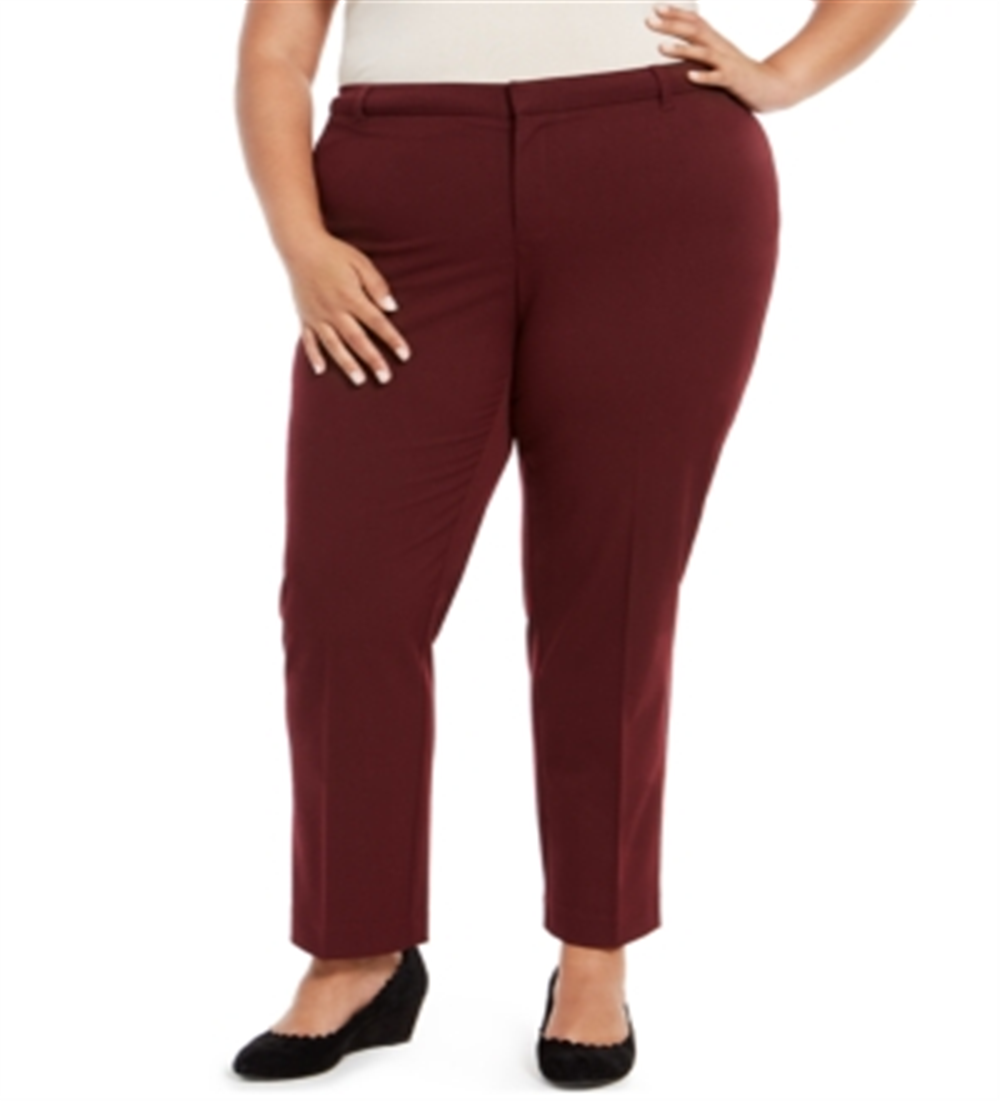 Calça feminina plus size com perna justa e tornozelo Charter Club, vermelha, tamanho 28W