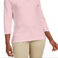 Karen Scott Blusa de algodão com decote em V e ilhós feminina, rosa, tamanho P