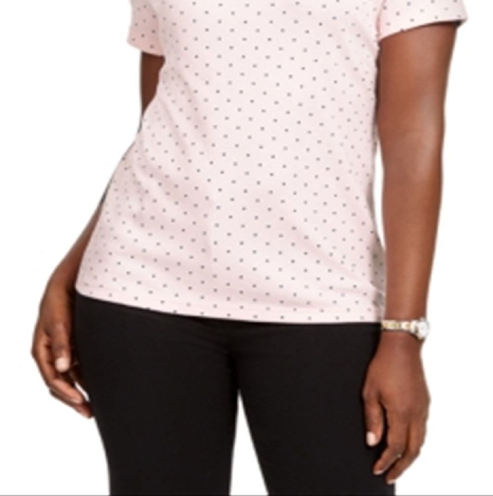 Camiseta feminina Karen Scott com estampa de bolinhas, rosa, tamanho grande