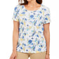 Camiseta feminina Karen Scott com estampa de gola redonda, branca, tamanho grande
