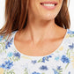 Camiseta feminina Karen Scott com estampa de gola redonda, branca, tamanho grande