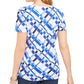 Camiseta feminina estampada Karen Scott com decote redondo, azul, tamanho grande