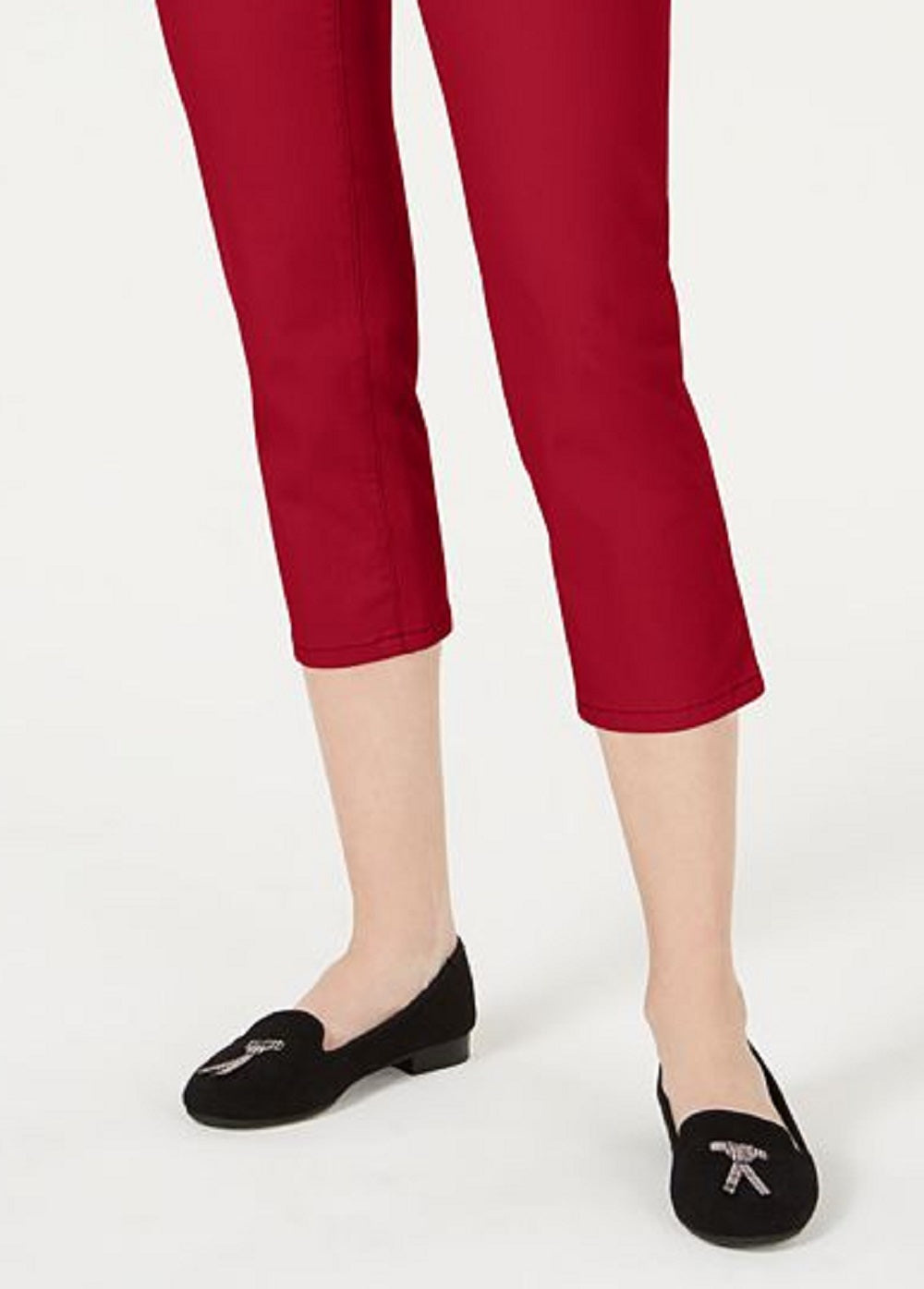 Calça jeans feminina Charter Club Tummy Control Bristol Capri vermelha tamanho 14 Petite