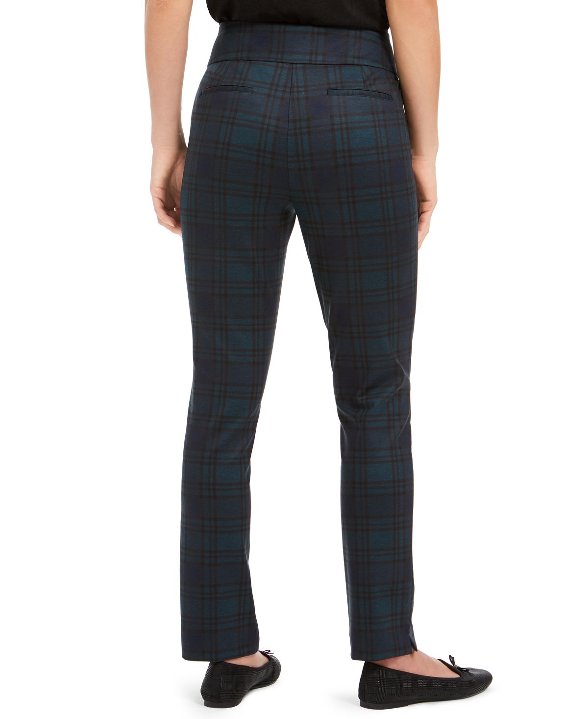 Calça xadrez feminina Charter Club, verde, tamanho 14, pequena