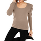 Suéter feminino de cashmere com manga bufante INC International Concepts, marrom, tamanho XS
