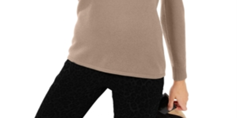 Suéter feminino de cashmere com manga bufante INC International Concepts, marrom, tamanho XS