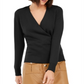 Suéter de cashmere feminino com sobrepeliz da INC International Concepts, preto, tamanho X-S