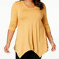 JM Collection Top feminino com decote em V e bainha em lenço, amarelo, tamanho extrapequeno