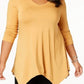 JM Collection Top feminino com decote em V e bainha em lenço, amarelo, tamanho extrapequeno