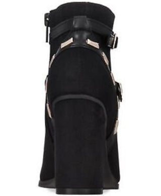 Botas femininas Thalia Sodi Terrie Suede bico fechado na altura do tornozelo, pretas, tamanho 9 M