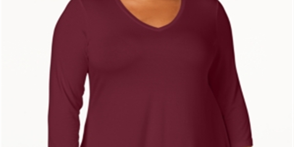 Blusa feminina com bainha de lenço da coleção JM - Roxo, tamanho 4X