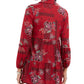 Camisa feminina de malha com estampa mista e painéis Style &amp; Co, vermelha, tamanho pequeno