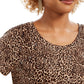 Camiseta feminina de algodão com estampa de leopardo Style &amp; Co, marrom, tamanho grande