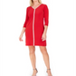 Vestido feminino JM Collection com manga 3/4 e acima do joelho, tamanho XS, vermelho