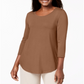 Blusa feminina manga três quartos JM Collection marrom tamanho pequeno