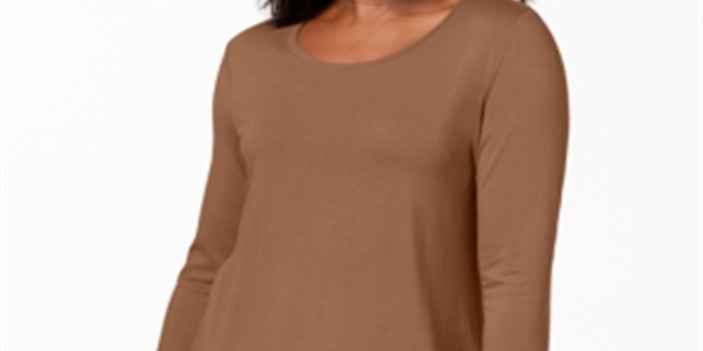 Blusa feminina manga três quartos JM Collection marrom tamanho pequeno