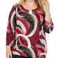 JM Collection Top feminino plus size com estampa de bolinhas em jacquard rosa tamanho 0X