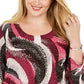 JM Collection Top feminino plus size com estampa de bolinhas em jacquard rosa tamanho 0X