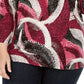 JM Collection Top feminino plus size com estampa de bolinhas em jacquard rosa tamanho 0X
