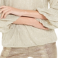 Blusa feminina Alfani metálica com manga 3/4 bege, tamanho médio
