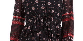 Blusa camponesa feminina estilo &amp; co, preta, com amarração na cintura, tamanho extrapequeno