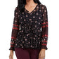Blusa camponesa feminina estilo &amp; co, preta, com amarração na cintura, tamanho extrapequeno