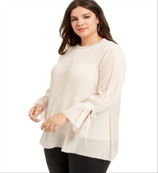 Blusa plissada feminina Alfani marrom tamanho 2X