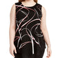 Blusa assimétrica estampada sem mangas Alfani feminina, preta, tamanho 2X